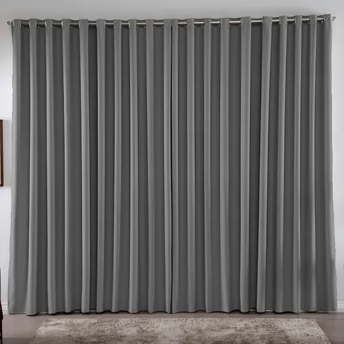 Cortina 3,00x2,80 Metros Blackout Blecaute Cinza Corta Luz Em Tecido Grosso Para Quarto E Sala Casa Laura Enxovais