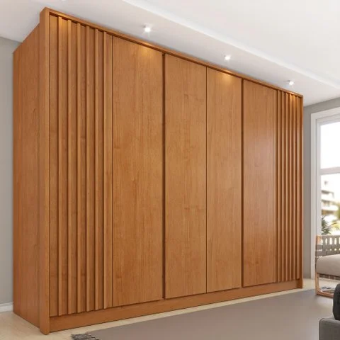 Guarda Roupa Casal Ripado 6 Portas 6 Gavetas 275cm Yescasa Marrom/Cinamomo