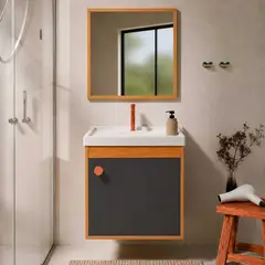 Cerocha - Gabinete para Banheiro com Espelho 40cm Hannover e Preto Rossa