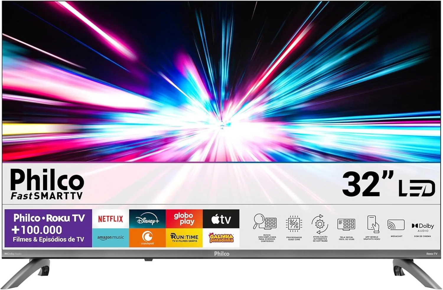 Smart TV 32" Philco Roku TV Dolby Áudio HDR10 P32CRB