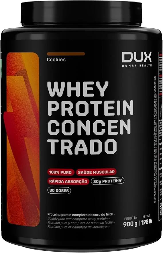 Whey Protein Concentrado Cookies Pote 900g – Contribui para o Ganho Muscular Hipertrofia – Dux Human Health