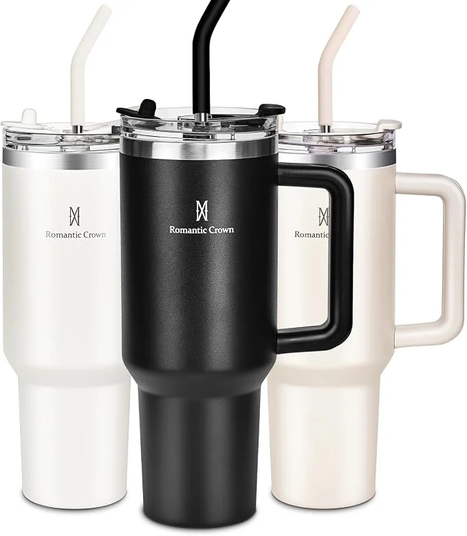 Copo Térmico 1,18L em Aço Inoxidável com Canudo, Tampa e Alça, Preto