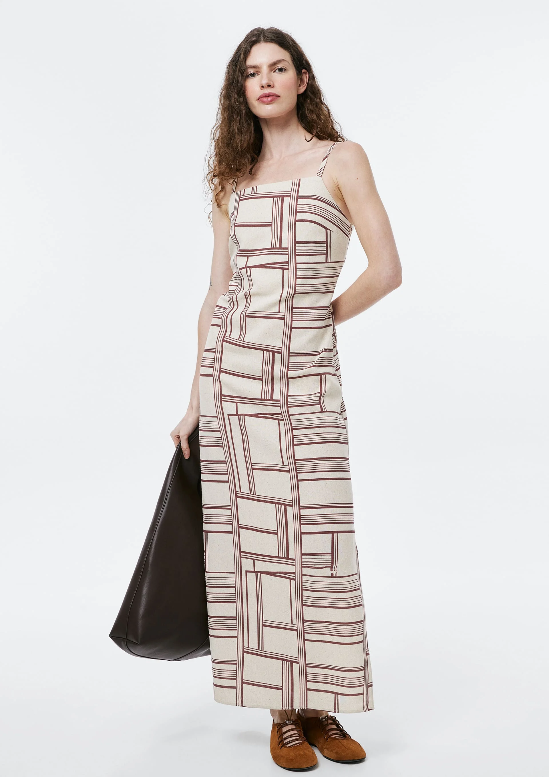Vestido Midi Estampado Em Viscolinho - Vermelho
