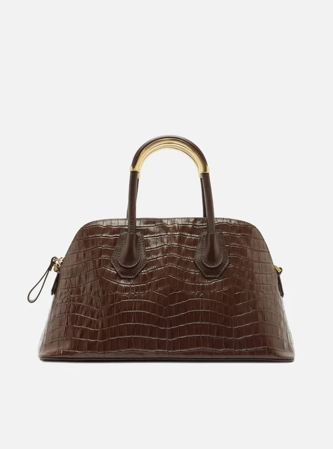 Bolsa Tote Couro Maxi Croco Marrom