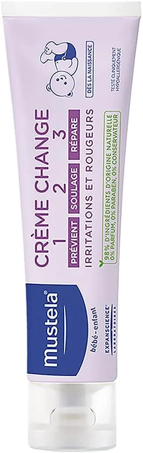 Mustela Creme Preventivo de Assaduras Vitaminado 1-2-3 108g - Pomada Antiassaduras para Bebês com Tripla Ação - 98% de Ingredientes de Origem Natural - Proteção e Hidratação