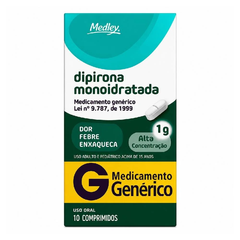 Dipirona Monoidratada 1g Medley 10 Comprimidos
