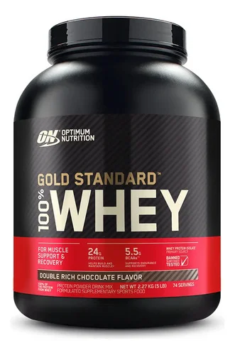 100% Whey Protein Gold Standard 2,270kg optimum nutrition sabor double rich chocolate