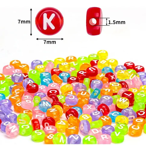 1000 Letras Miçangas Alfabeto Redonda Kit Miçangas Pulseira