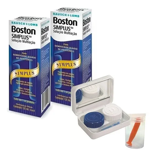 2 Caixas Solução Boston Simplus 120ml + Kit Estojo Ventosa
