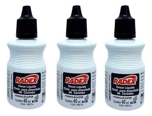 3 Tinta Para Carimbo Alto Rendimento Escolar Escritório 40ml