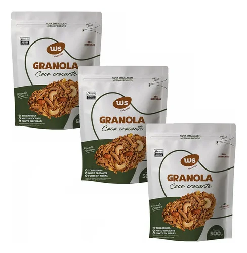 3 und Granola de Coco Ws Naturais 500g Kit
