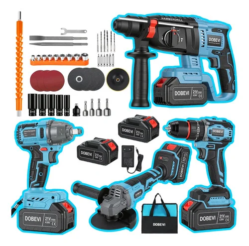 4 Em 1 Kit Ferramenta Elétrica Furadeira Impacto Brushless
