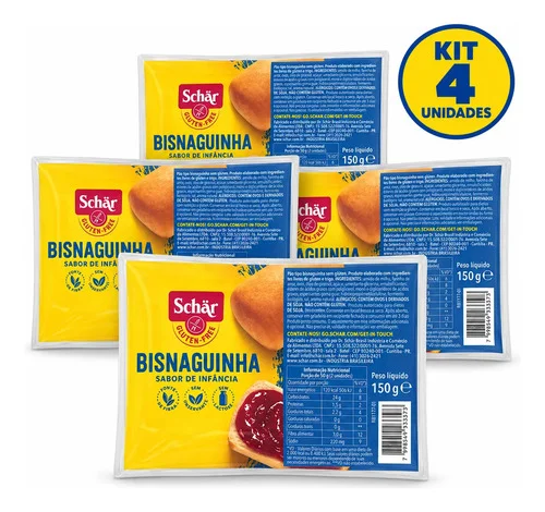 4 Unidades Pão Bisnaguinha Sem Glúten Sem Lactose Schär 150g