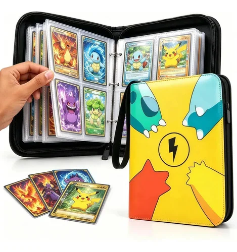 400 Cards Album Pasta Fichario Pokemon Com Ziper