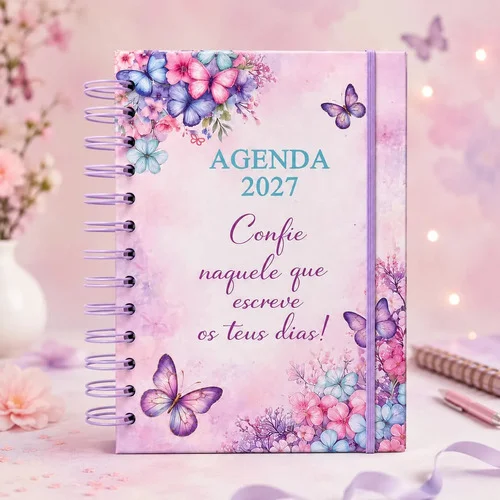 Agenda Diário 2027 Espiral Executiva 168 Folhas Capa Dura Lilás Confie Naquele 2027