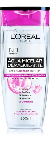 Água Micelar L'Oréal Paris Bifásica Limpeza Facial 200ml