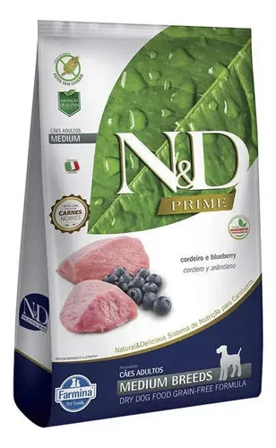 Alimento N&D Prime Ração Prime Cães Raças Médias Cordeiro N&d para cão adulto de raça média sabor cordeiro y mirtilos de 10.1 kg
