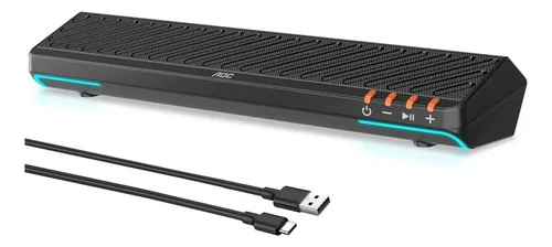 Alto-falantes para PC Aoc Acs3640, alto-falantes multimídia com cabo USB, barra de som, alto-falantes estéreo com luzes LED, alto-falantes para computador desktop, tablet, celular, MP3, Psp