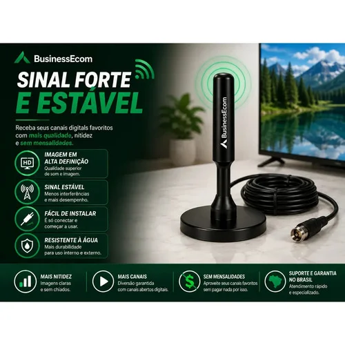 Antena Digital Sinal 4k Hd Smart Tv Interna Externa Para Tv Samsung LG Led Lcd 3d Hdtv Uhf Amplificador Cabo Longo De 5 Metros Com Base Magnética - BusinessEcom