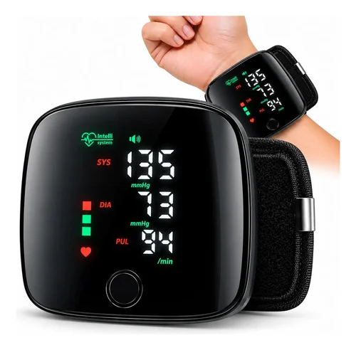 Aparelho De Pressão Digital Pulso Portátil Recarregável Usb Preto