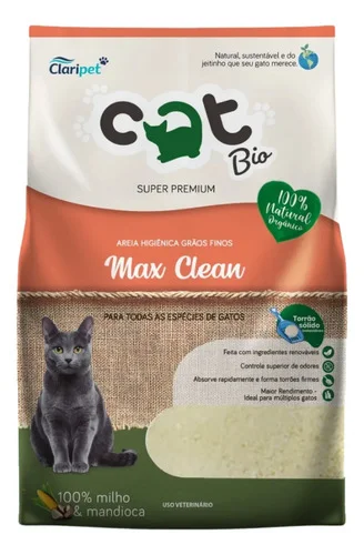 Areia Catbio Biodegradável 4 Kg - Max Clean - Grãos Finos