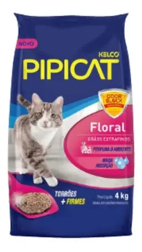 Areia Higiênica Pipicat Floral 4kg Odor Block