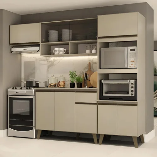 Armário De Cozinha Completa Atlanta Home Carraro Amêndoa