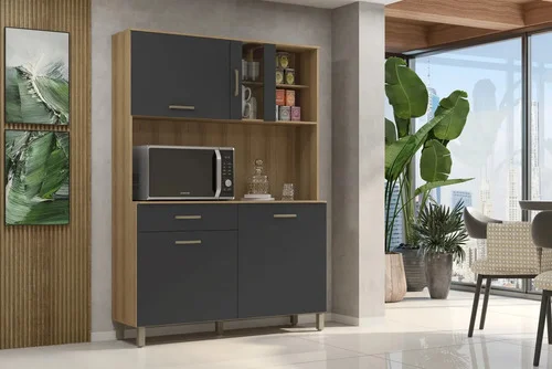 Armario De Cozinha Viena Completo Com 4 Portas 1 Gaveta Cor Grafite Web Home Móveis