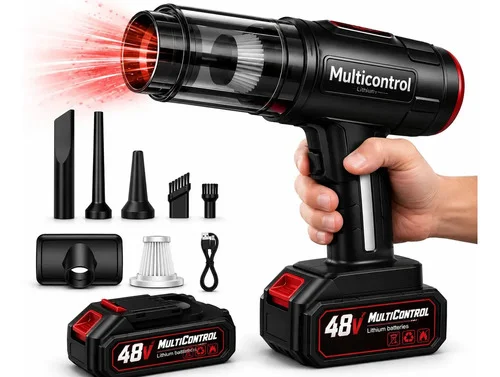 Aspirador De Pó Portatil Recarregável Turbo Com Bateria 48v 3000mah Sem Fio Automotivo Elétrico Soprador Para Casa Carro Escritório Preto 127/220v - Multicontrol
