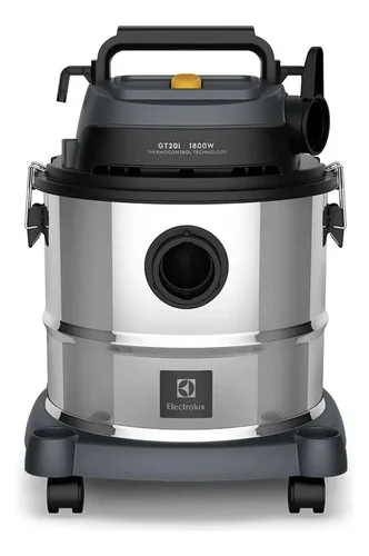 Aspirador Pó e Água Electrolux função Sopro Compacto Líquidos Químicos Inox 1800W 20L total 15L útil protetor térmico GT20i
