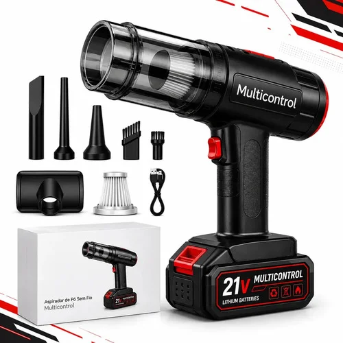 Aspirador Portátil Sem Fio 21V Com Função Soprador Para Casa e Carro
