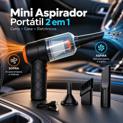 Aspirador Portátil VOXLY 2 em 1 sem Fio para Carro e Casa, 120W