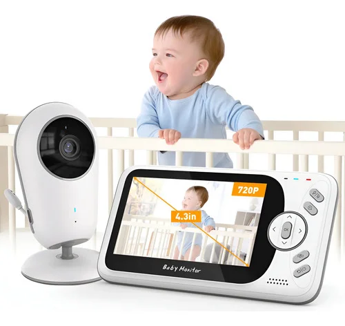 Babá Eletrônica Baby Monitor 4,3'' S/fio Câmera Recarregável 127/220v Branco