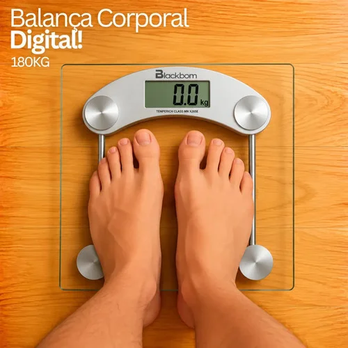 Balança Digital De Vidro Corporal Temperado Até 180 Kg Peso Quadrada Banheiro Portátil Blackbom