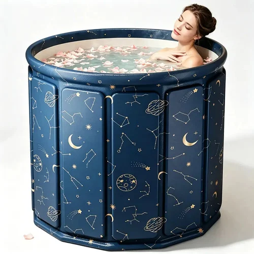 Banheira Dobrável 254l Spa Adulto Ofurô Ou Gelo Portátil Azul Estrela Do Céu