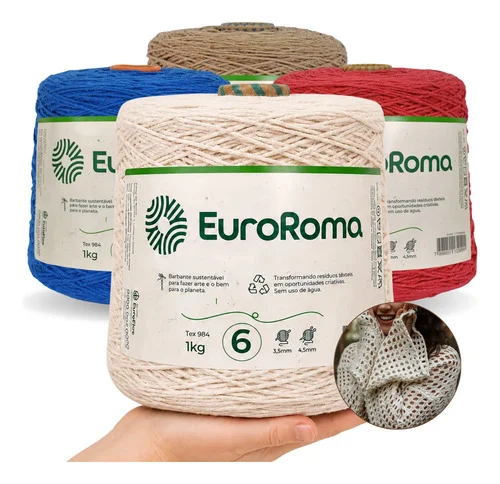 Barbante Euroroma 6 1kg Diversas Cores Fio De Crochê Tricô