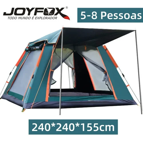 Barraca Automática Joyfox Camping 5-8 Pessoas Impermeável UPF 50+ Verde