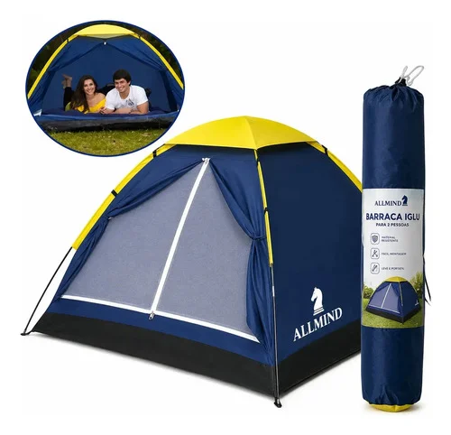 Barraca Camping Impermeável 2 Pessoas Iglu Fácil Montagem Leve Compacta Para Acampamento Trilha Praia Pesca Com Bolsa Transporte Ventilação E Tela Mosquiteiro