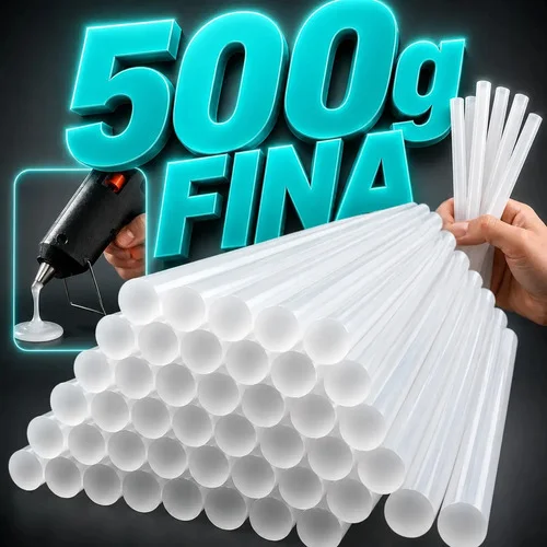 Bastão Cola Quente Fino 7mm Branco 500g 35 Unidades Marca Kururuá