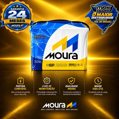 Bateria Moura M50ed 50ah Gol Fox Polo Voyage Saveiro Direito