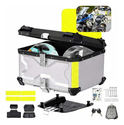 Bau Para Moto 65l Alumínio Base Universal Top Case Maletero Cinza