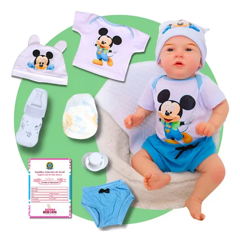 Bebê Reborn Menino Boneco Original Realista De Silicone  Mickey