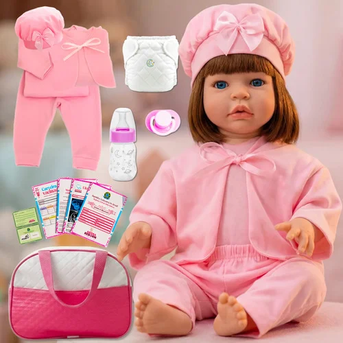 Bebê Reborn Realista Com Bolsa 100% Silicone Pode Dar Banho