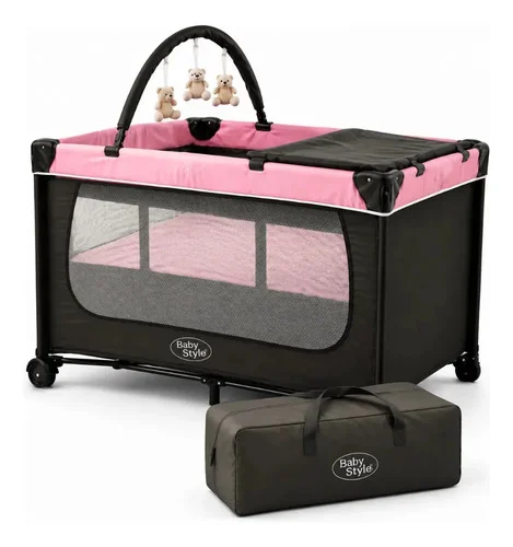 Berço Portatil Joly Trocador Desmontável Mobile Mosquiteiro Baby Style Rosa