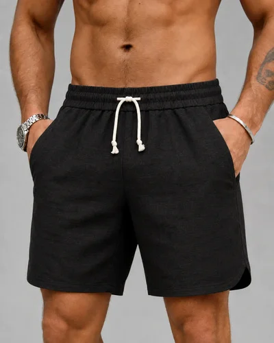 Bermuda Short Linho Premium Masculino Mauricinho Moda Praia Short Preto G