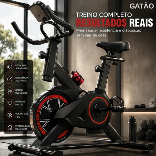 Bicicleta Ergométrica Spinning Fitness Indoor 6kg com Resistência Ajustável, Display LCD, Banco Regulável e Pedal com Presilha para Treino Cardio em Casa - LINHA GT COMFORT PREMIUM