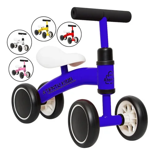 Bicicleta Infantil De Equilíbrio Sem Pedal Andador 4 Rodas Cor Azul