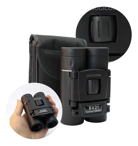 Binóculo Profissional Infantil Pequeno Longo Alcance 8x21 + Bolsa Cor Preto Diggicom