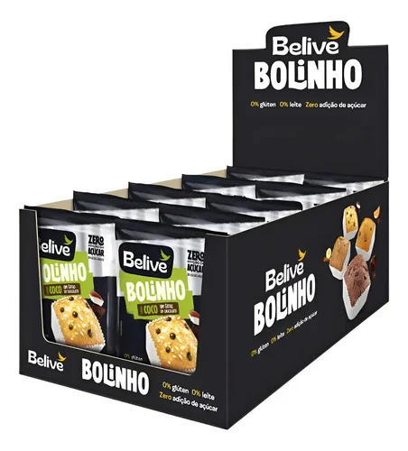 Bolinho Belive Coco com Chocolate sem glúten, zero açúcar e lactose 1 Unidade 40g