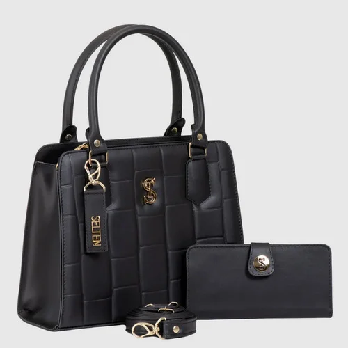 Bolsa E Carteira Feminina Media Lateral E Transversal Acambamento Dos Ferragens Ouro Cor Preto Desenho Do Tecido Lisa